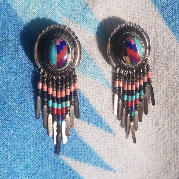 Turquoise,  lapis...earrings - Picture 2 of 8